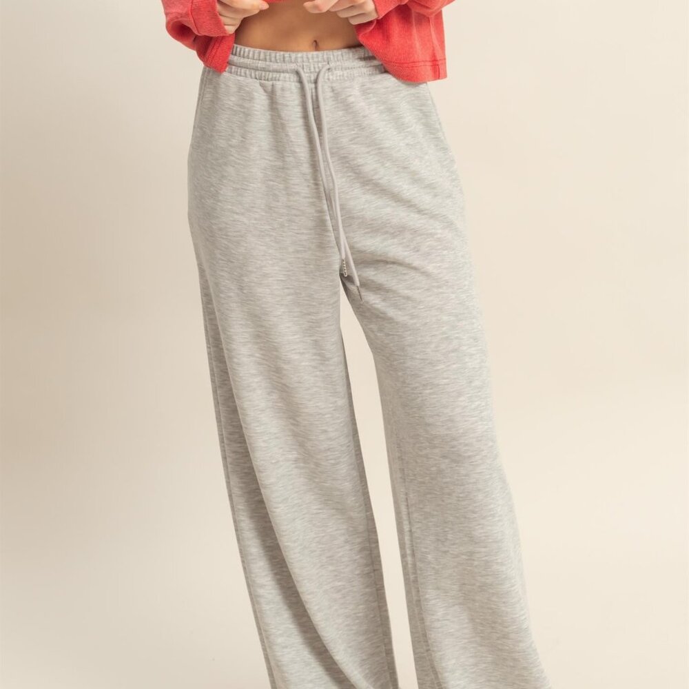 Flowy Knit Drawstring Pants | GREY